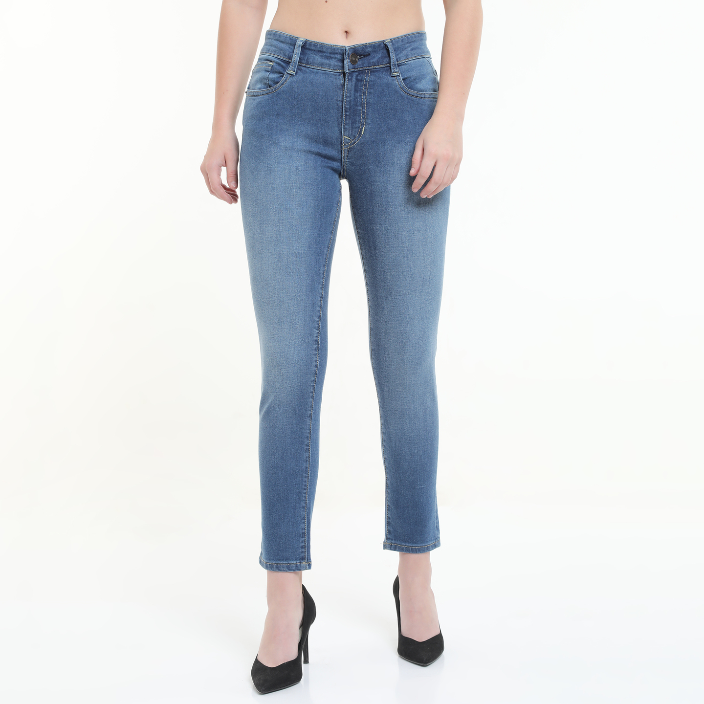 Blue Skinny Mid-Rise Jeans