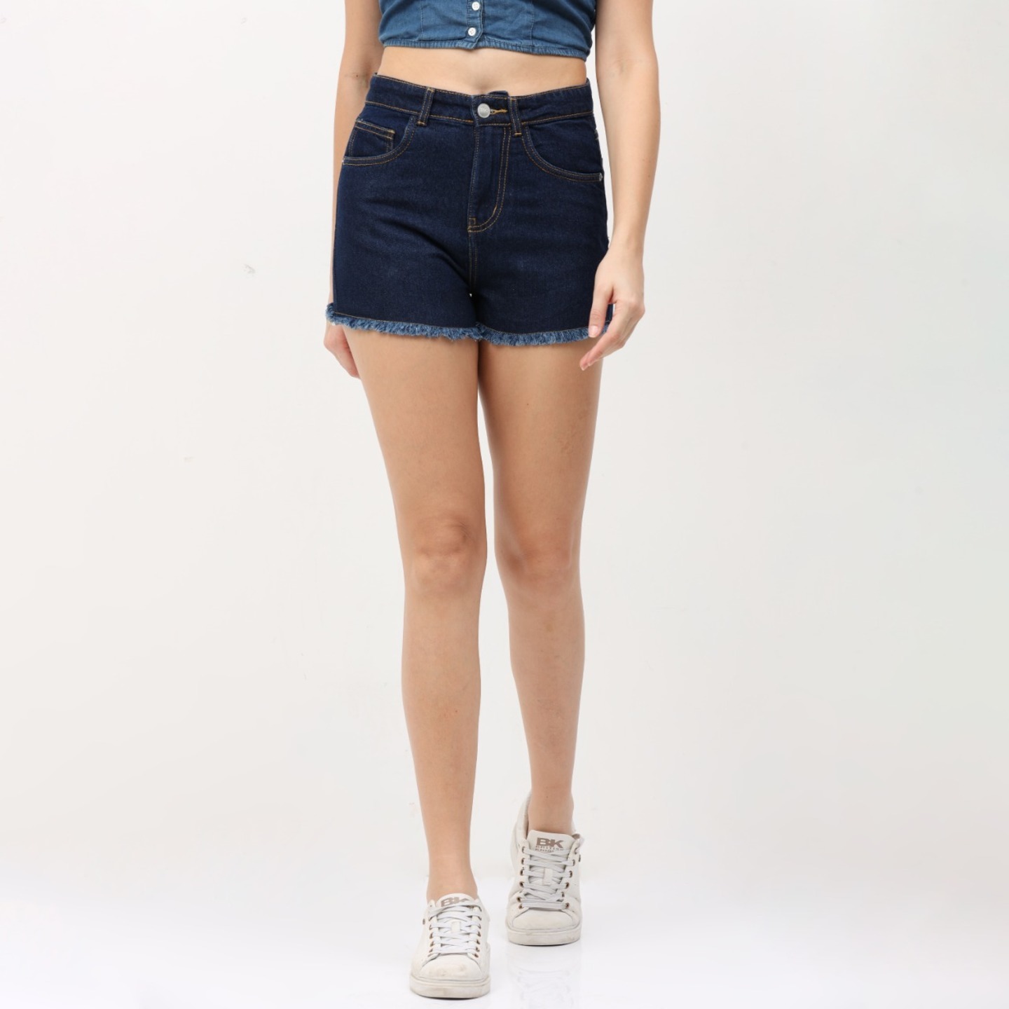 Dark Blue High-Rise Shorts
