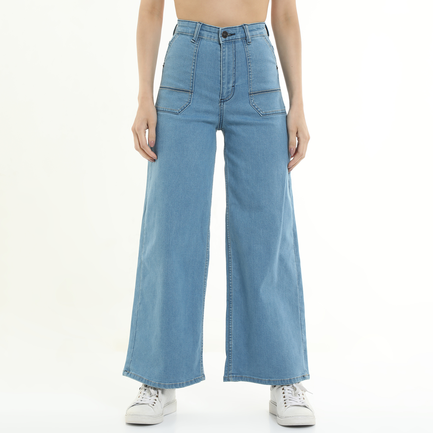 Light Shade Retro Wide Leg High-Rise Jeans