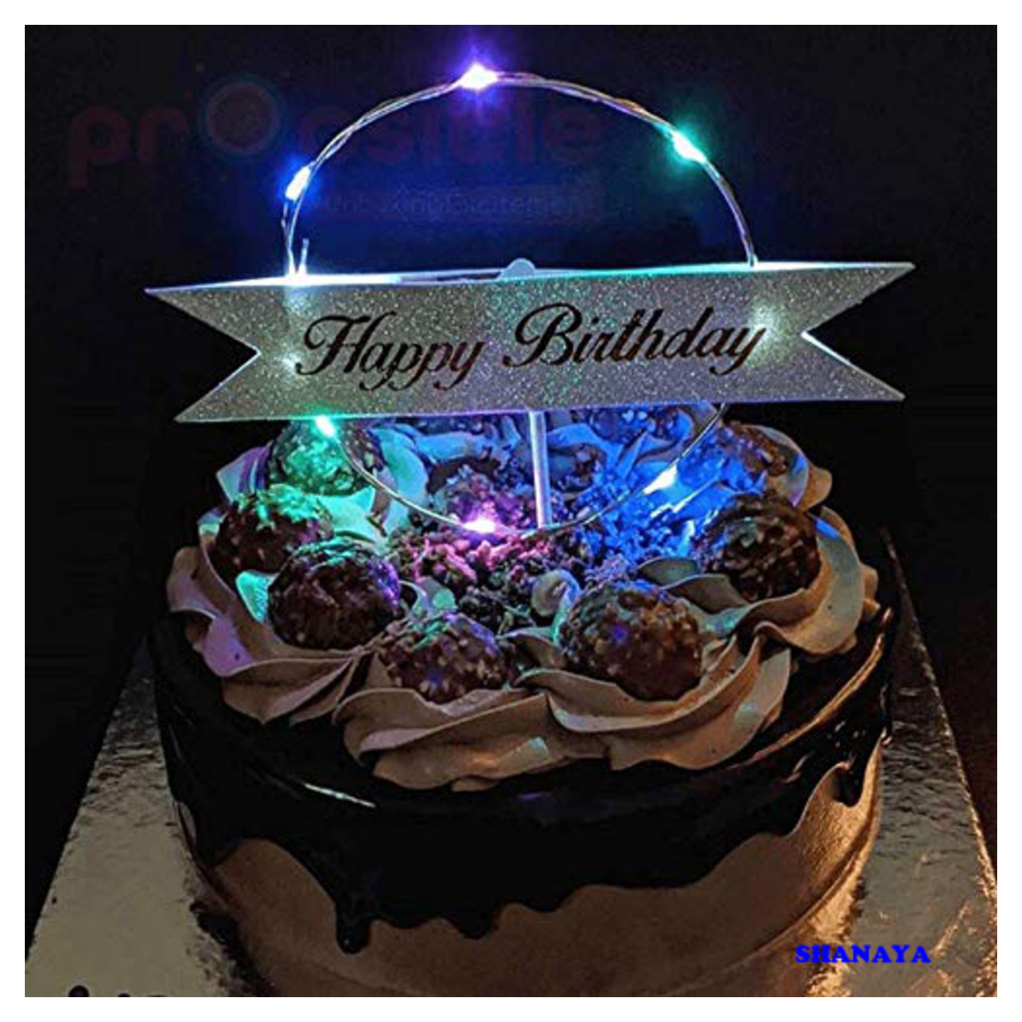 Shanaya Flashing Led Lights Happy Birthday Cake Topper Decoration Items