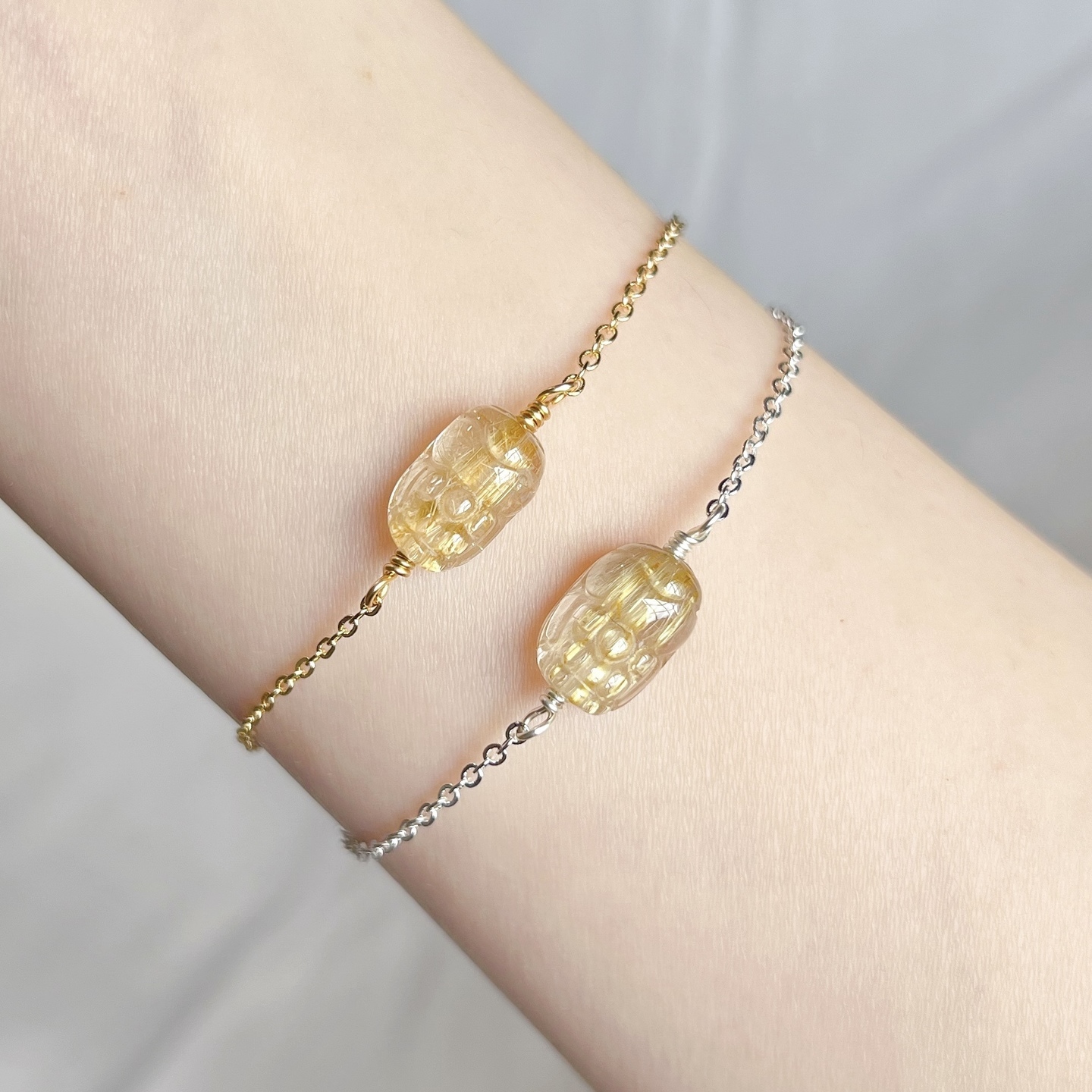 GOLD Pixiu Golden Rutilated