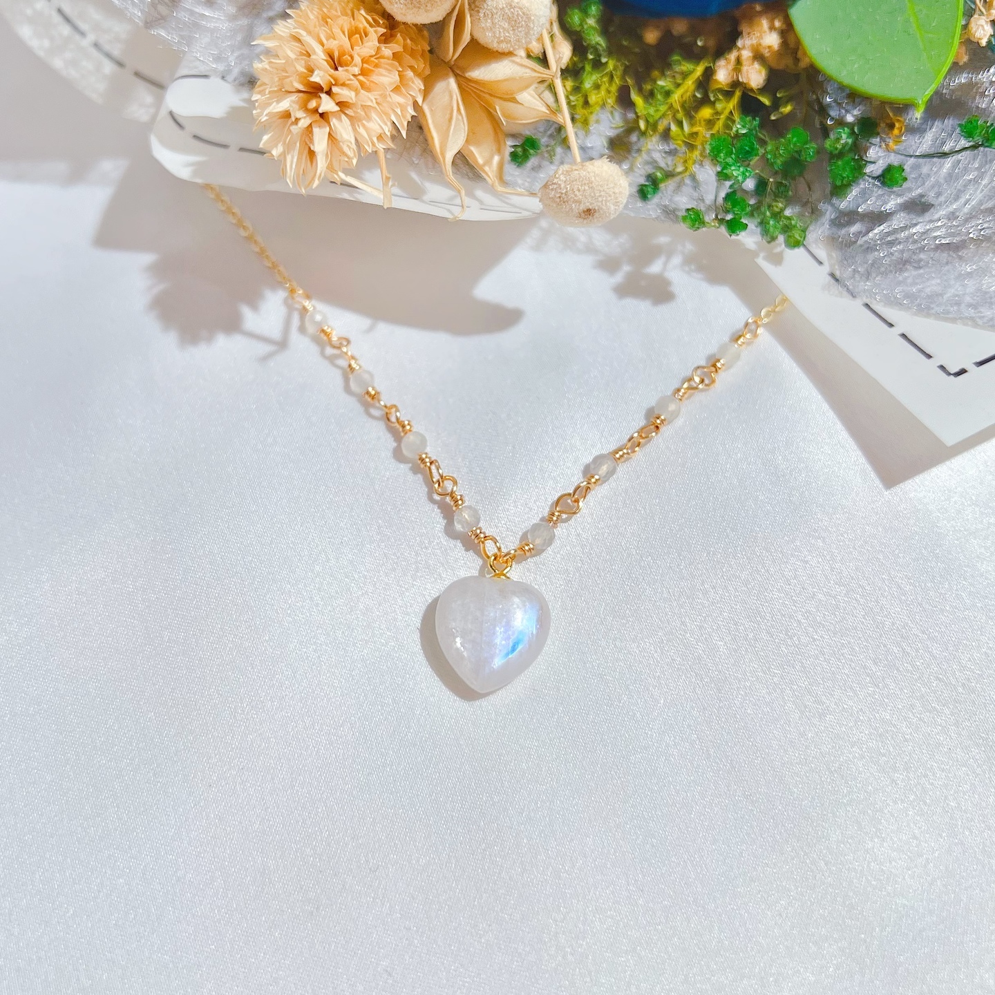 Moonstone Heart Tiara Necklace