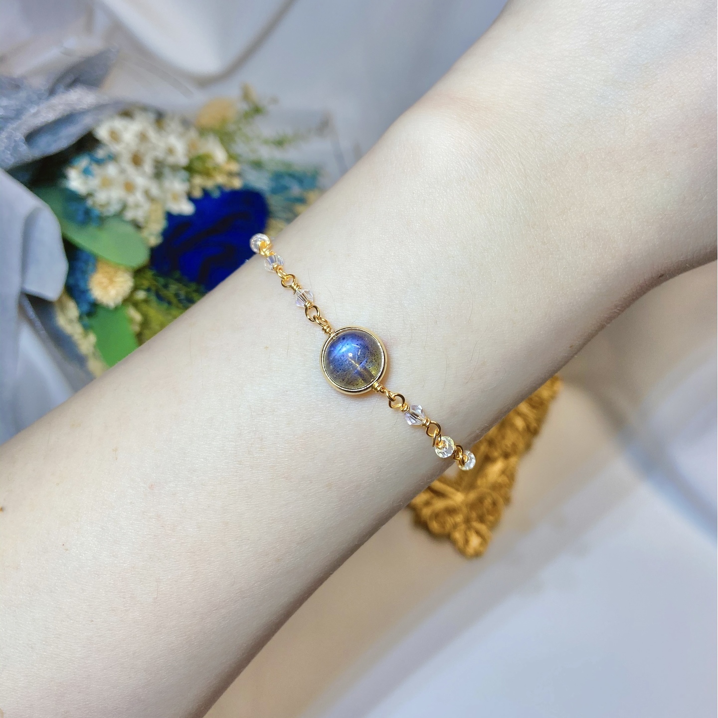 Labradorite Single + Swarovski Crystal