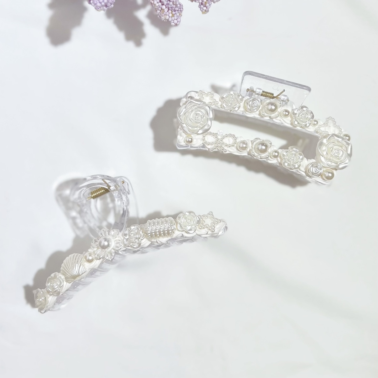 Freshwater Pearls + Conch Shell Claw Clip