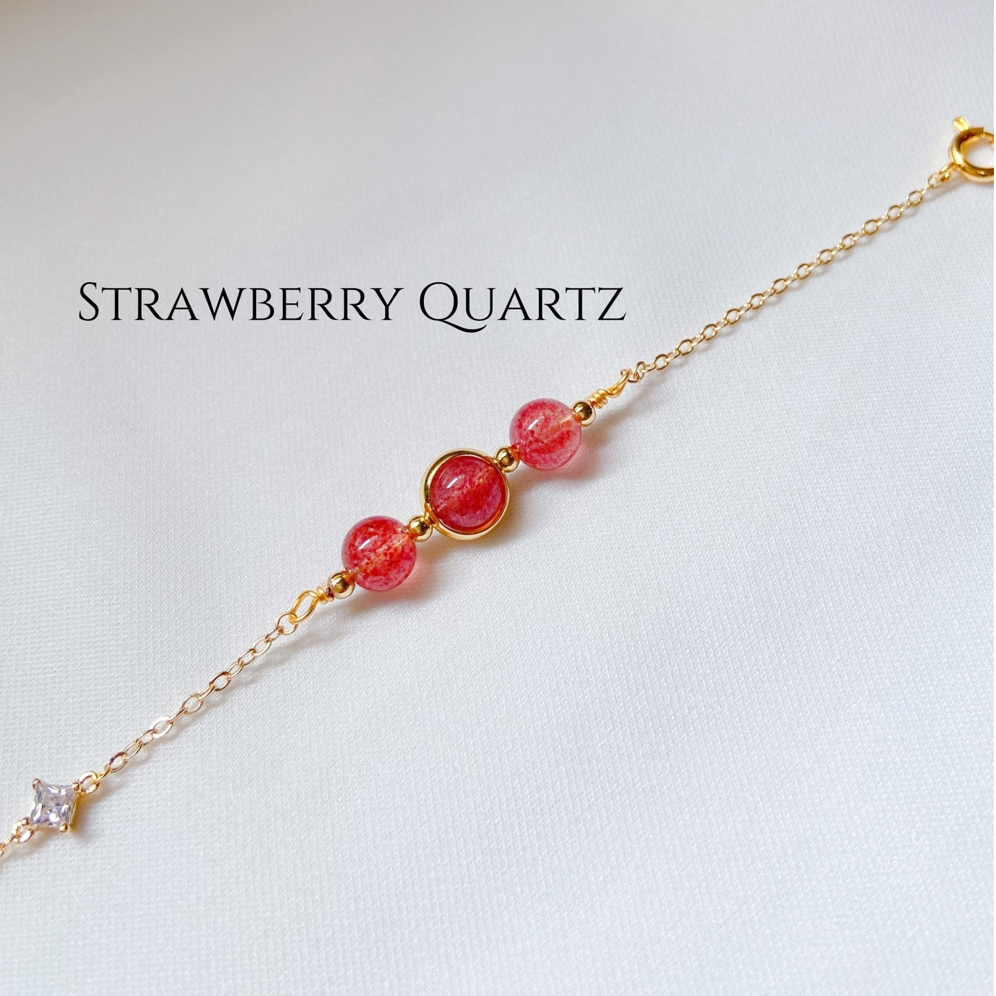 GOLD Triplets Strawberry Quartz
