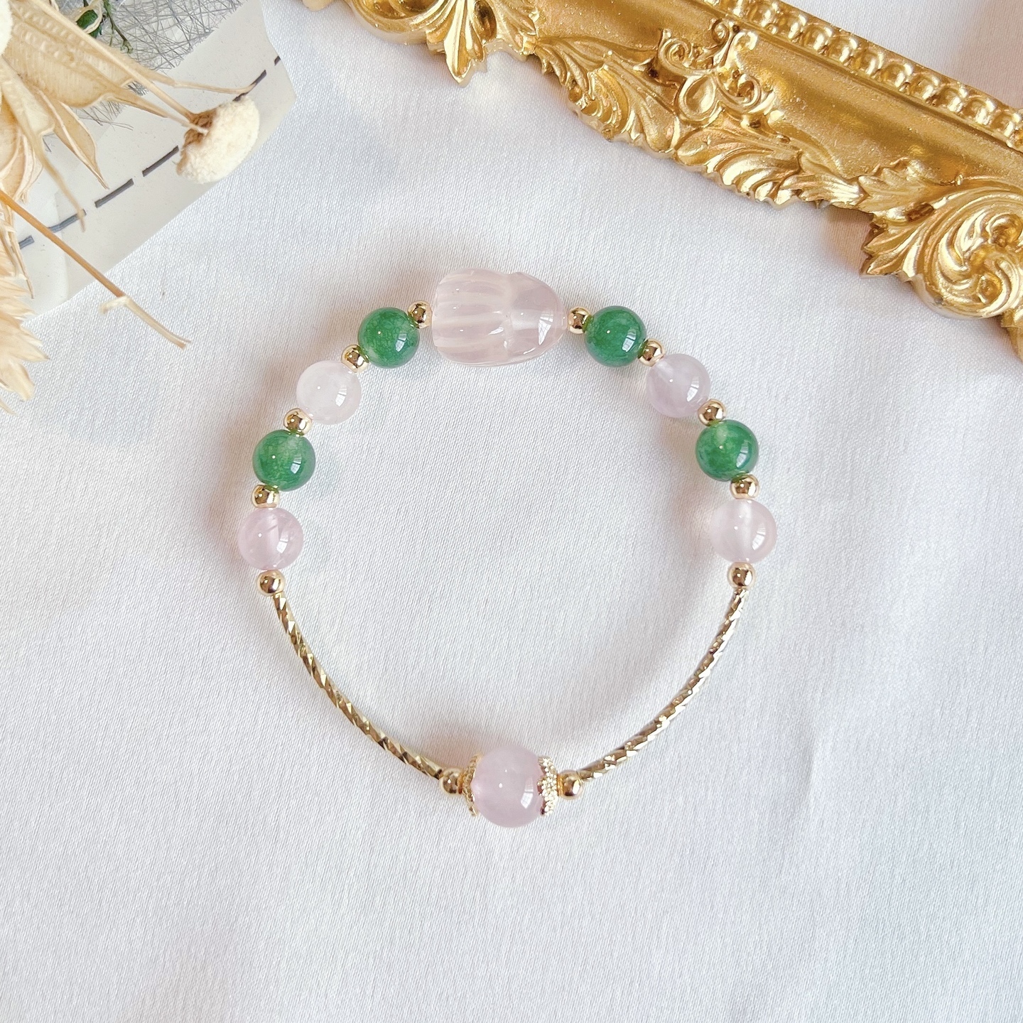 Rose Quartz Nine Tail Fox + Jade + Rose Quartz