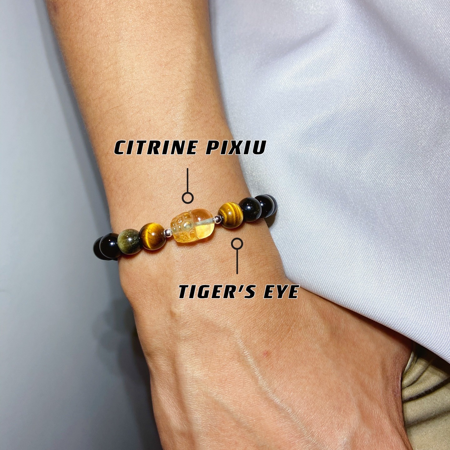 Citrine Pixiu + Tigers Eye + Golden Obsidian