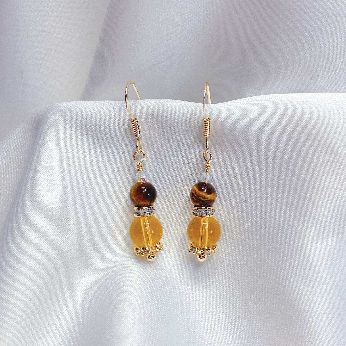Citrine + Tigers Eye Earrings