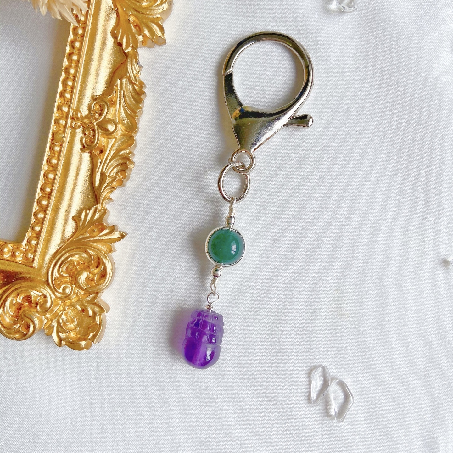 Pixiu + 8mm Ring Beads Keyring