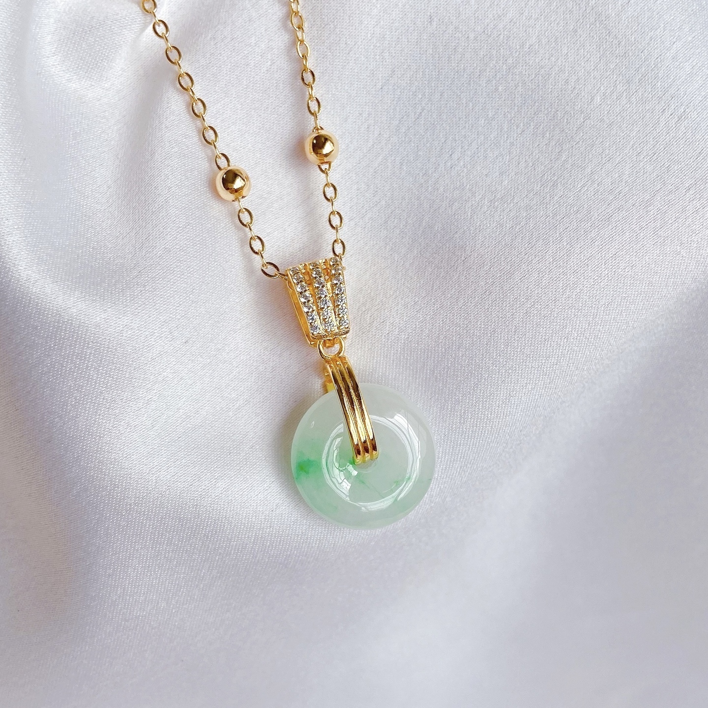 Grade A Burmese Jadeite Donut Necklace