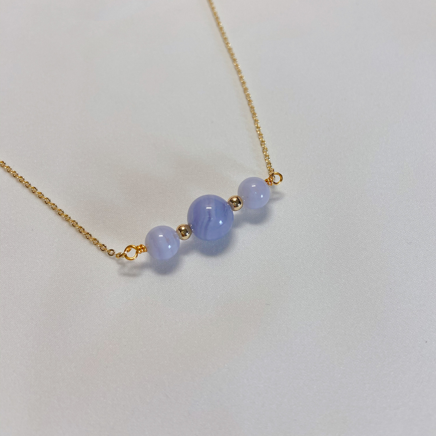Triplets Necklace Blue Lace Agate