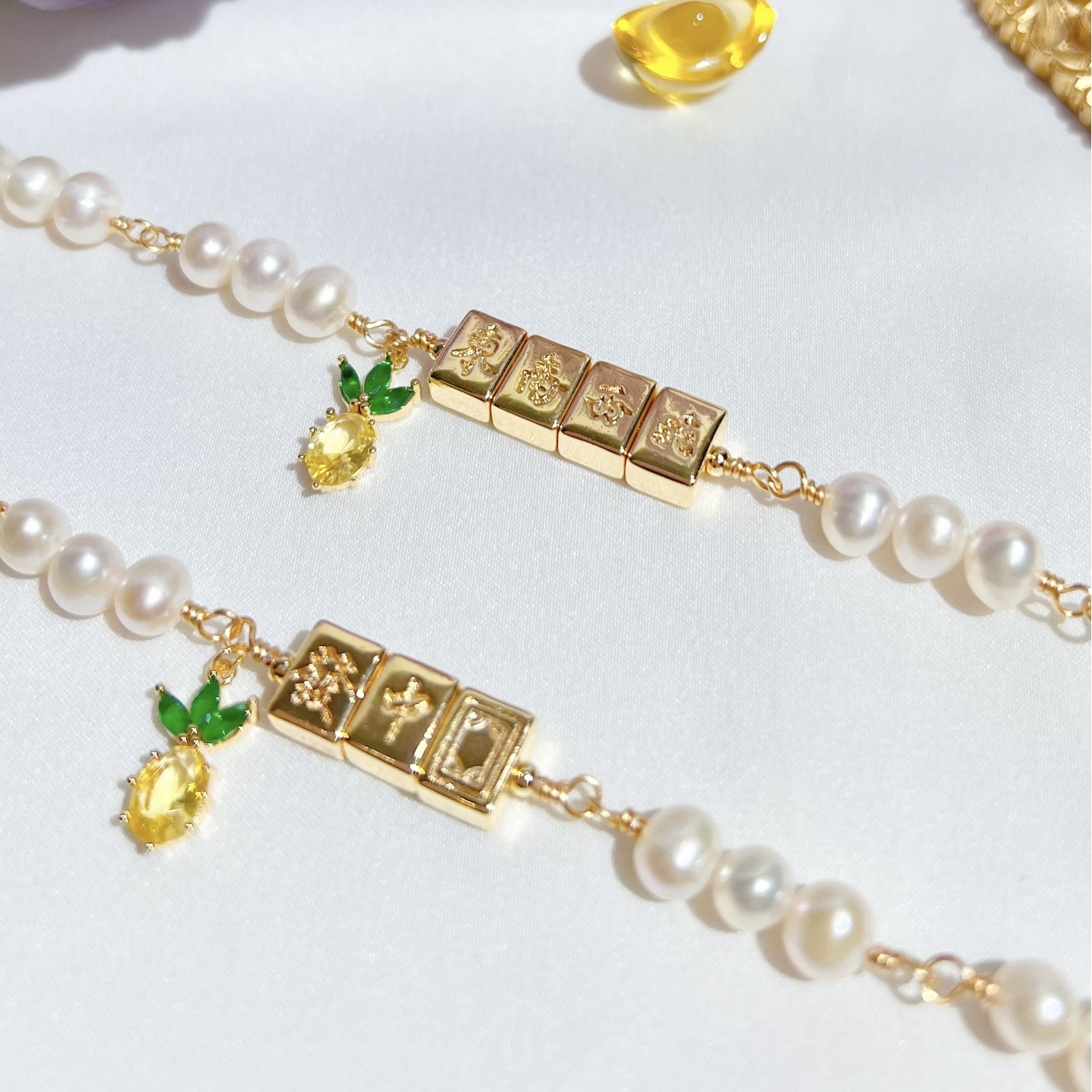 Mahjong Tiles + Freshwater Pearls