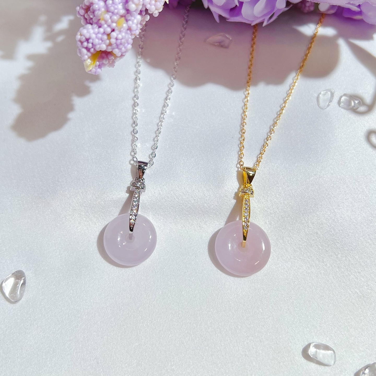 Lavender Jade Donut Necklace