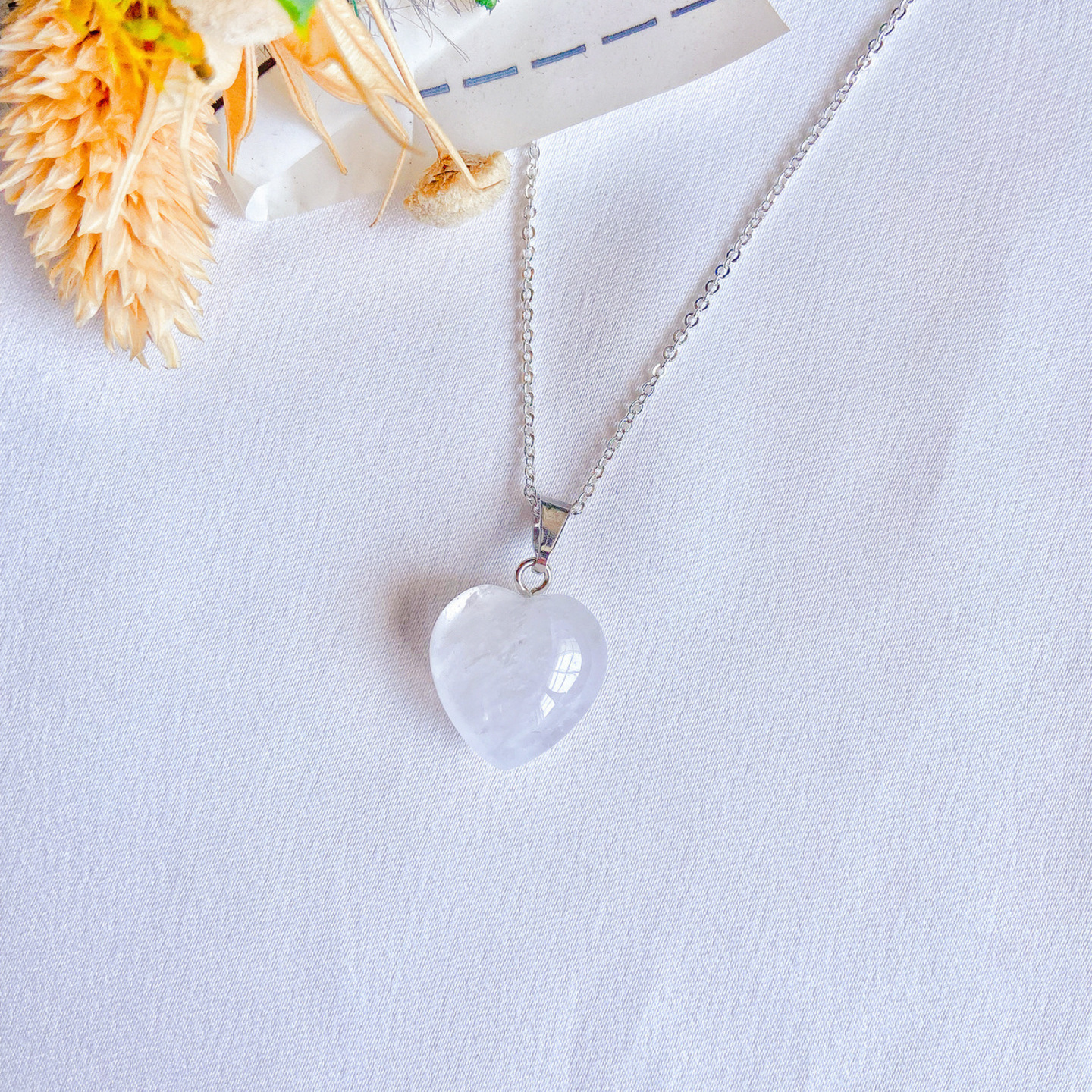 Clear Quartz Heart Necklace