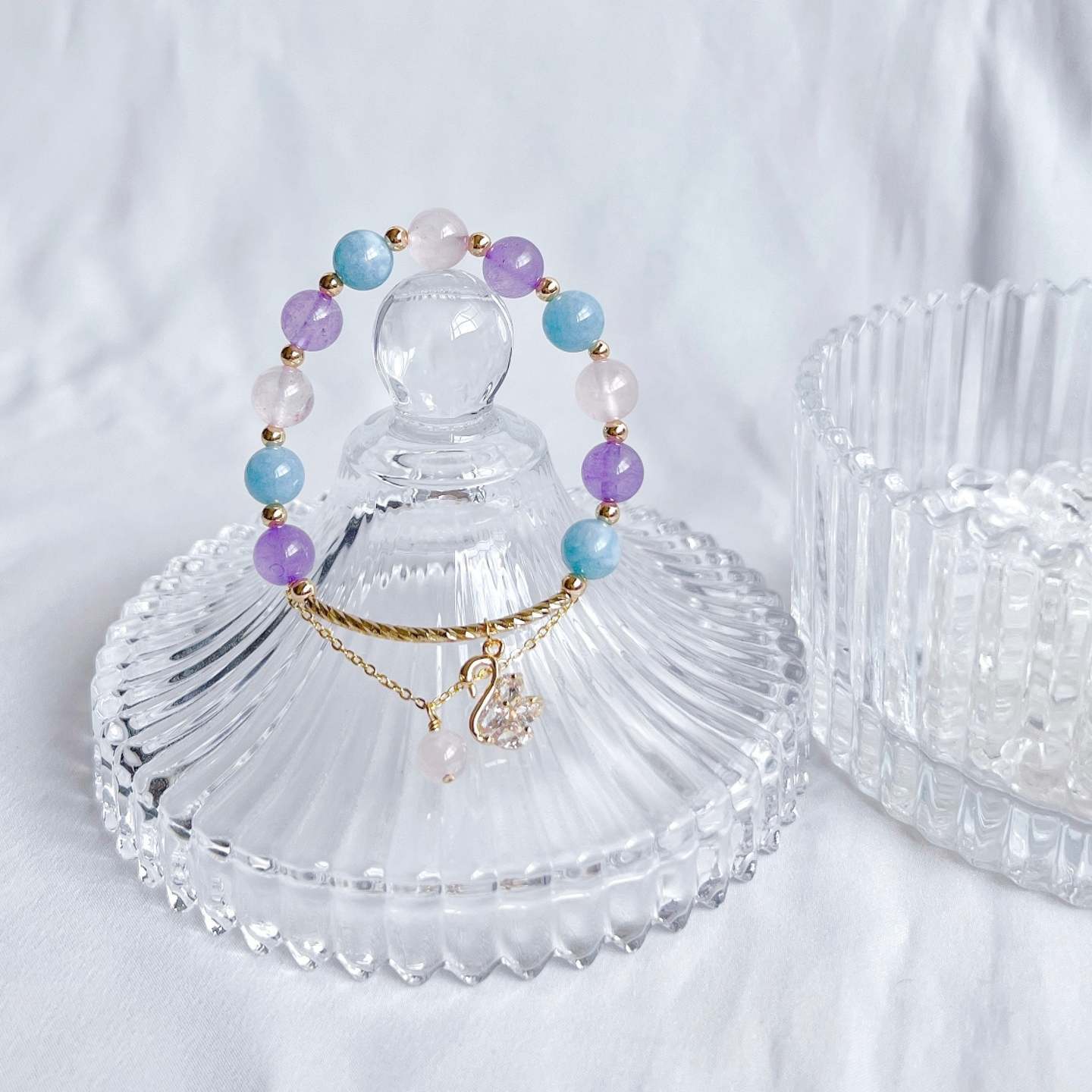 Rose Quartz + Lavender Amethyst + Aquamarine