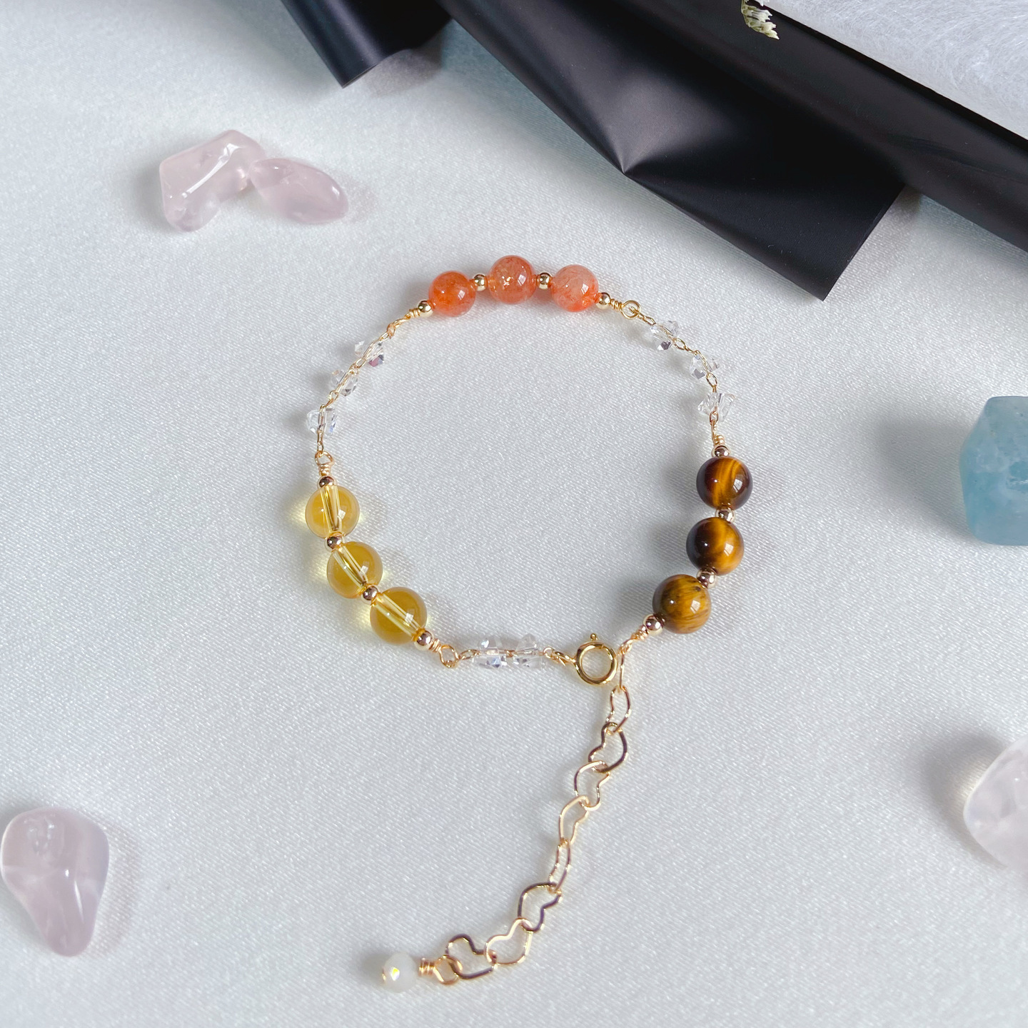 Triplets + Diamond Shaped Clear Quartz Chain