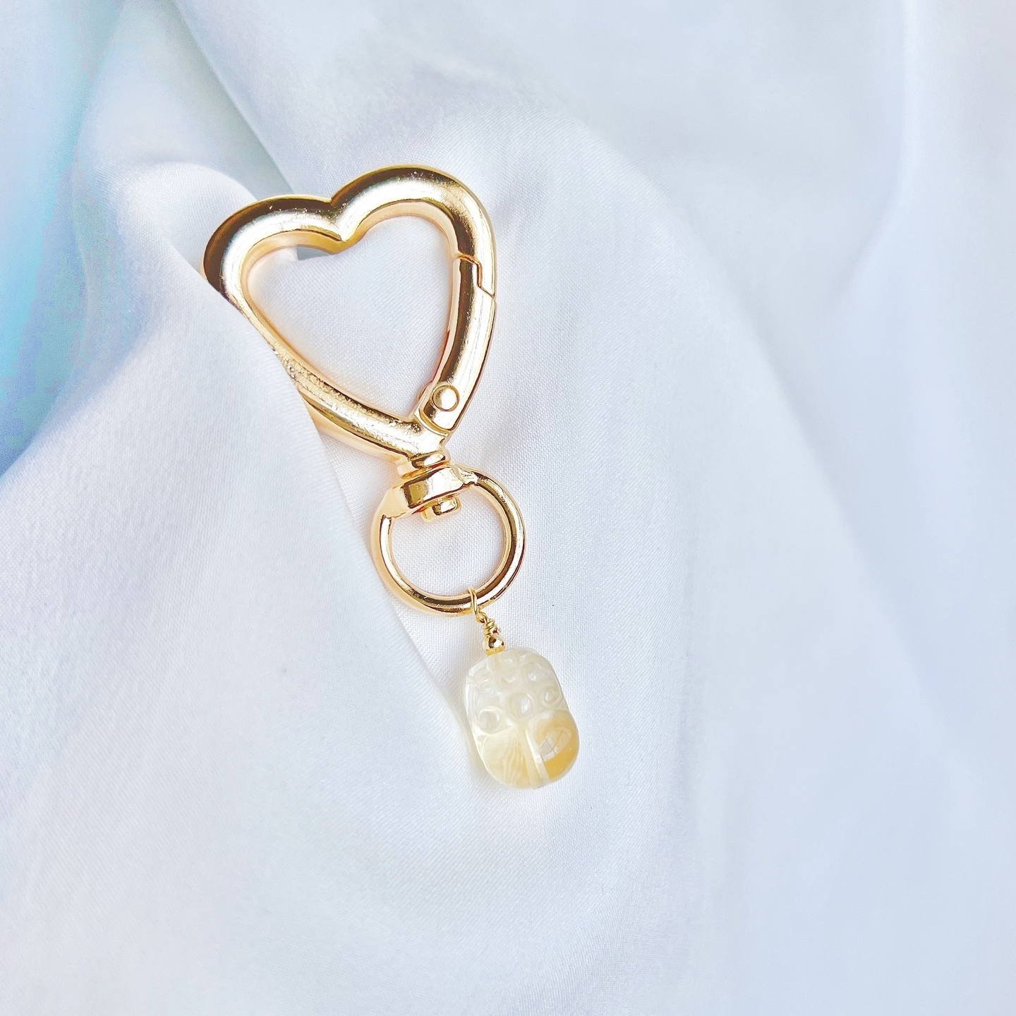 Citrine Pixiu on Heart Keyring