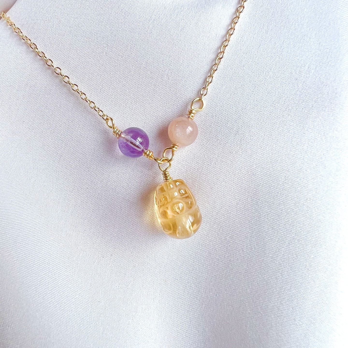 Pixiu + 2 Beads Necklace