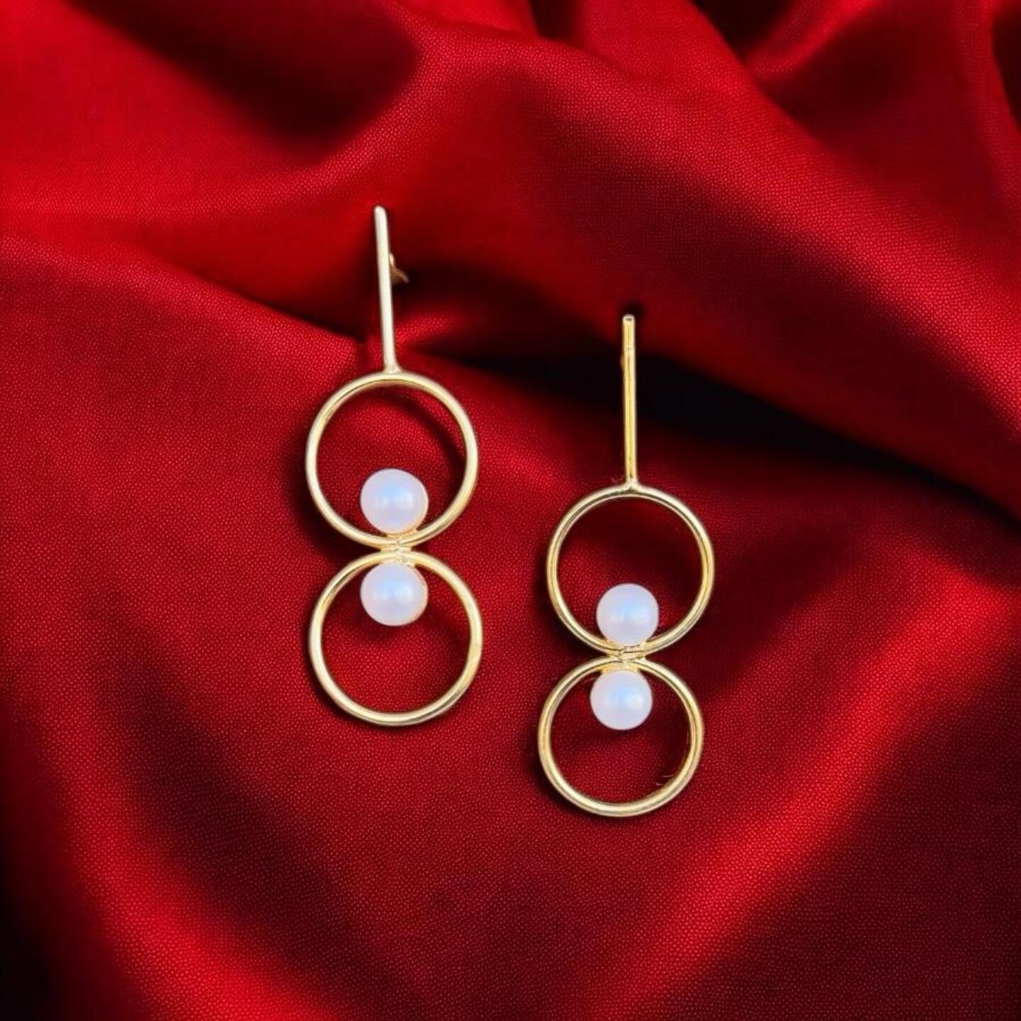 Brass pearl earrings