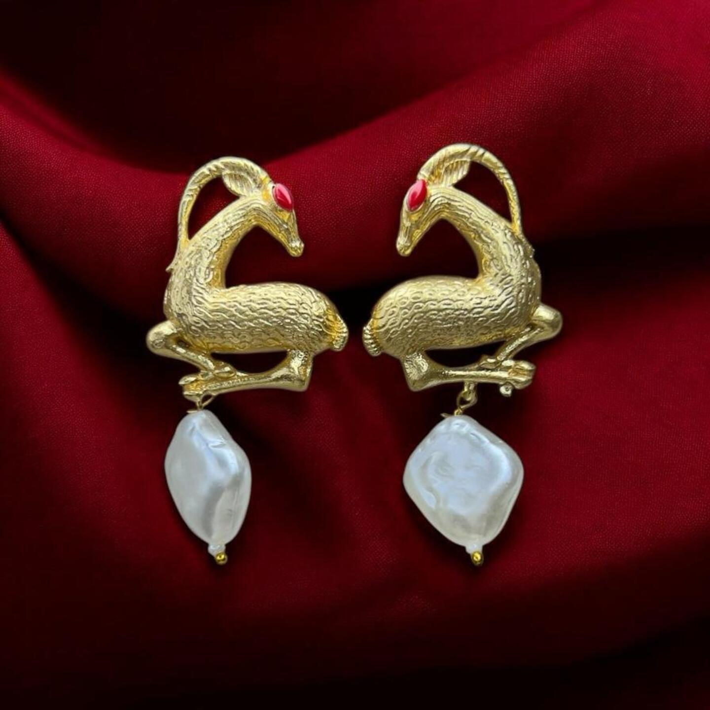 Brass with pearl earrings