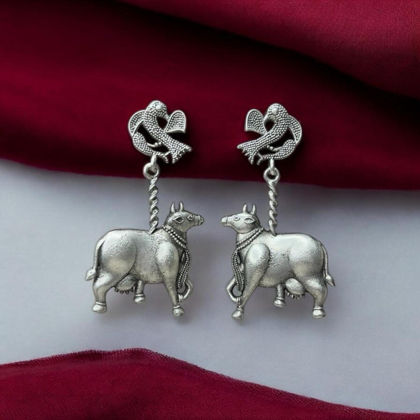 Silver oxidised earrings