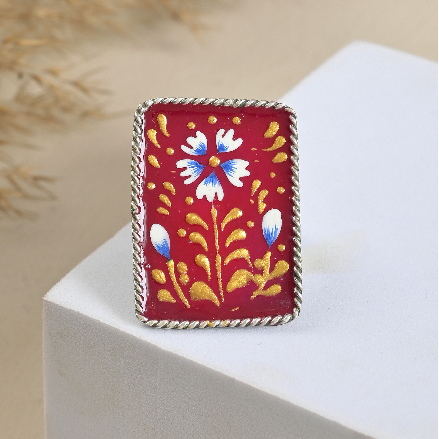 Hand Painted Flower Ring 