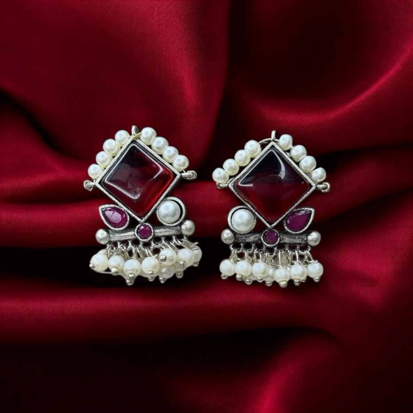 Silver oxidised earrings