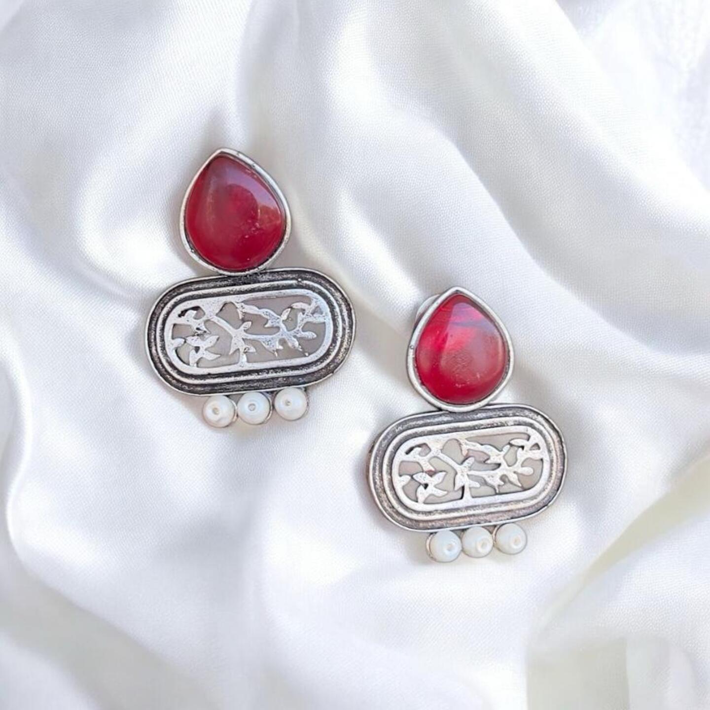 Silver oxidised earrings