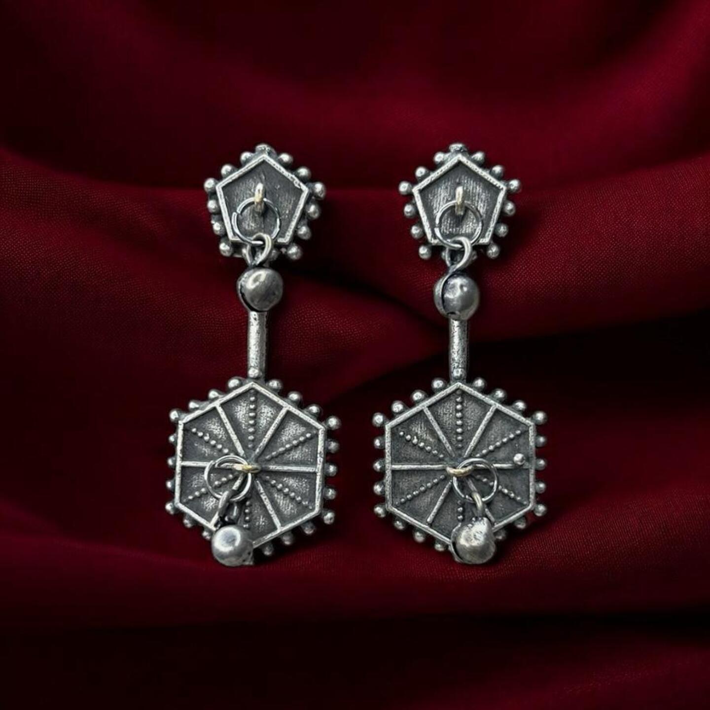 Silver oxidised earrings