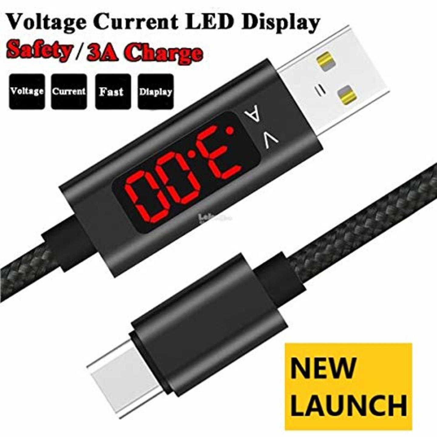QC3.0 Fast Charge Cable with LCD Display - Type C PIN