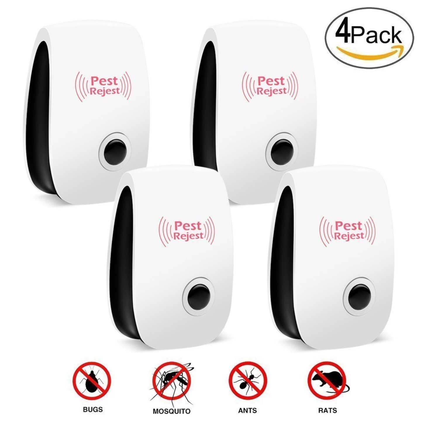 Ultrasonic Pest Repellent for Mosquitoes, Mice, Ants, Roaches, Spiders, Flies, Bugs - Pack of 4