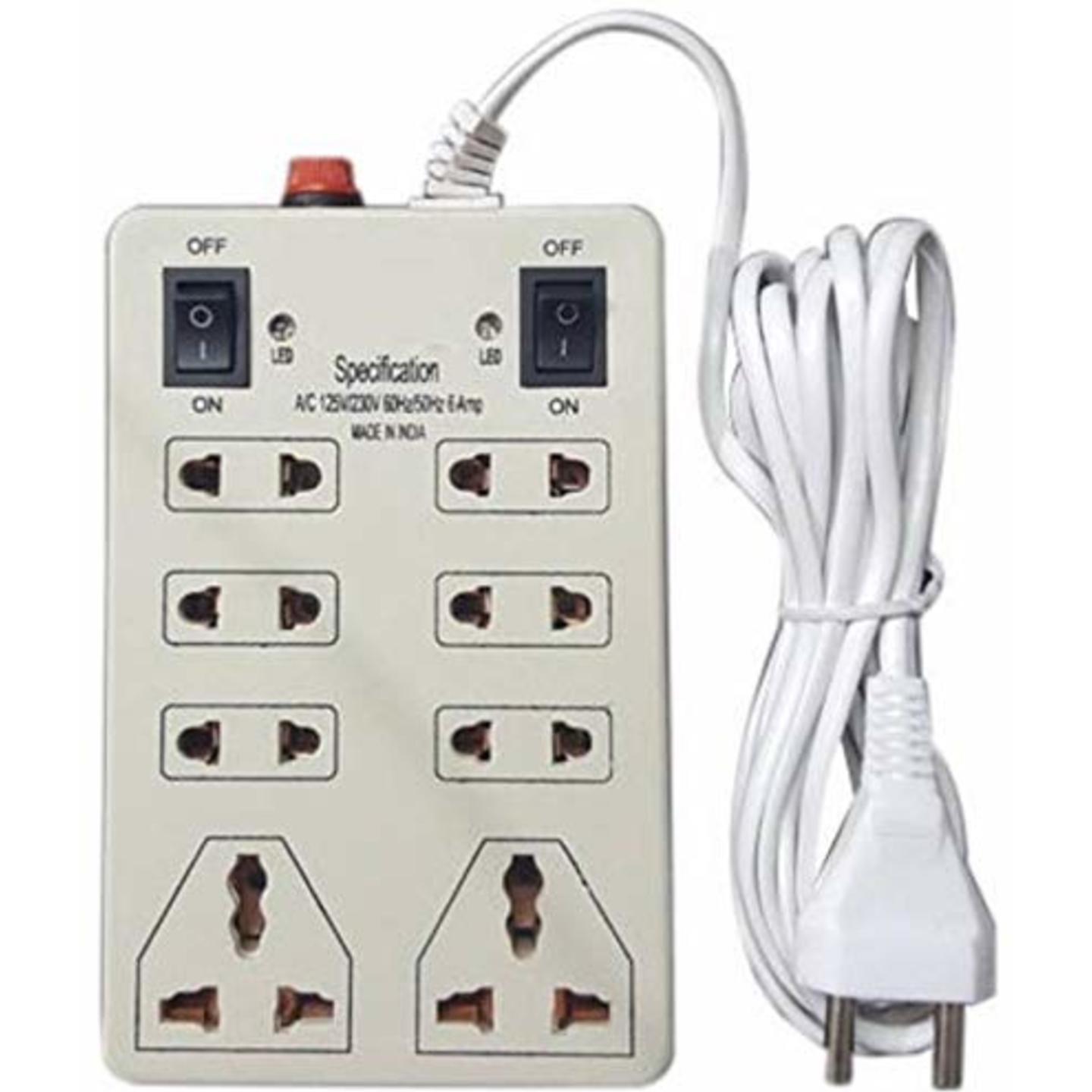 Mini Extension Box with Fuse and Dual On-Off Switch with 8 sockets