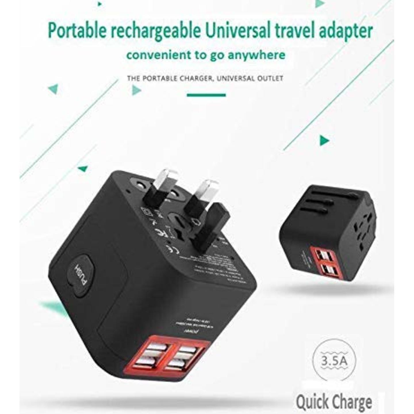 Universal Travel Adapter with Quad USB and Fast Charge