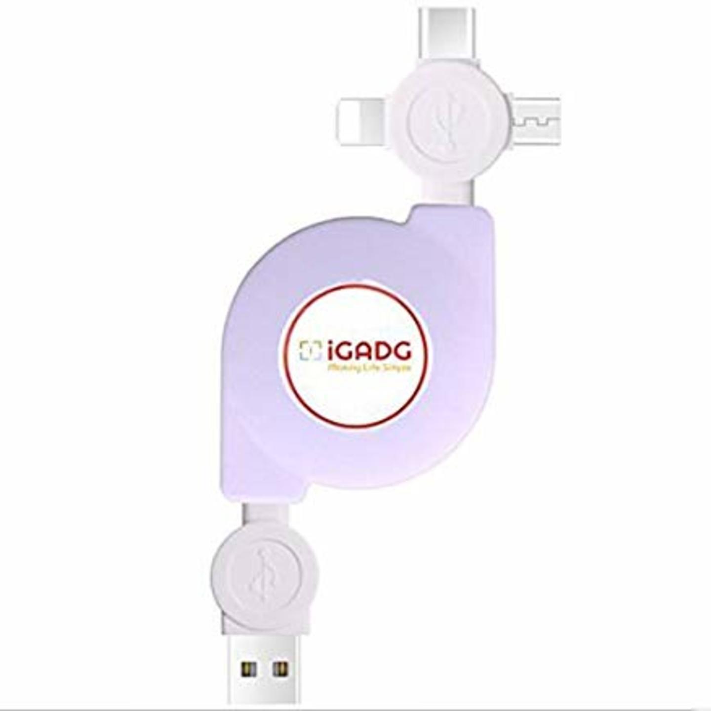 IGADG 3 in 1 Retractable USB Cable White
