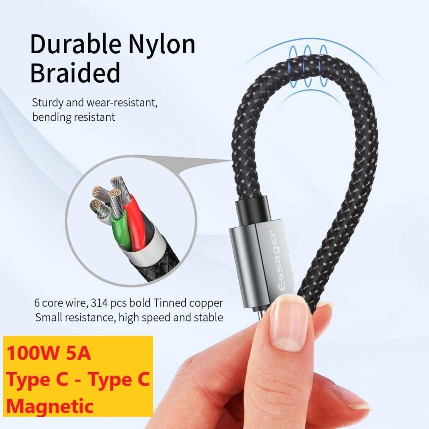 Magnetic Cable Type C to Type C 100W SA PD Quick Charge 4.0 for Type C Computers and Smartphones
