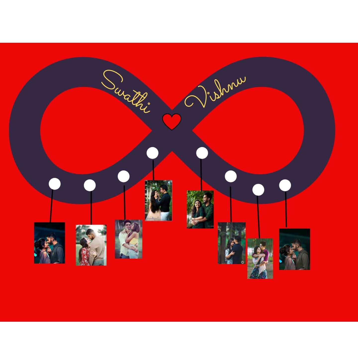 Infinity Hanginrg With Names and Photos( Size 12x18 inches, Wooden )