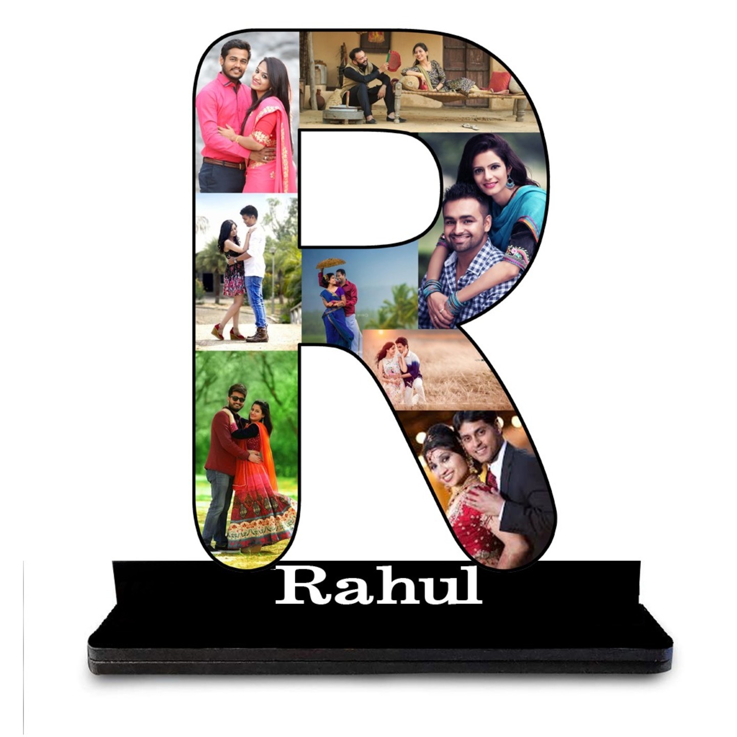 Personalize Initial Standy With Name and Photos ( 12x15 inches, Wooden )