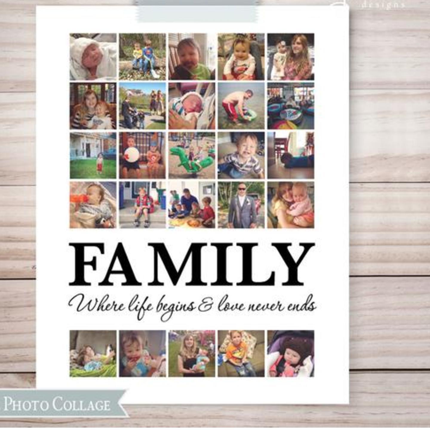 Personalize Family Collage  8x12 inches, Black Frame , With your Photos and quotes