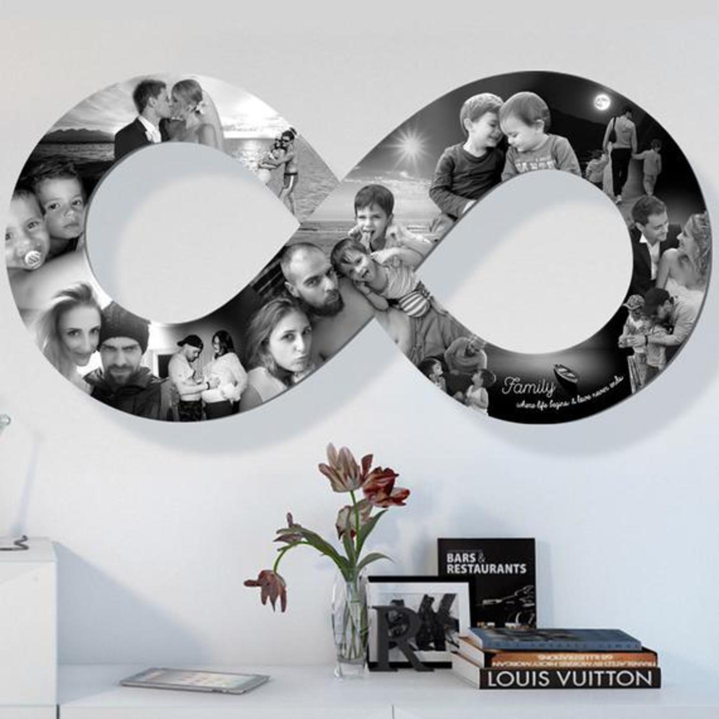 Personalized Infinity Collage Frame  With your photos and Quotes, 12x18 inches ,Wooden