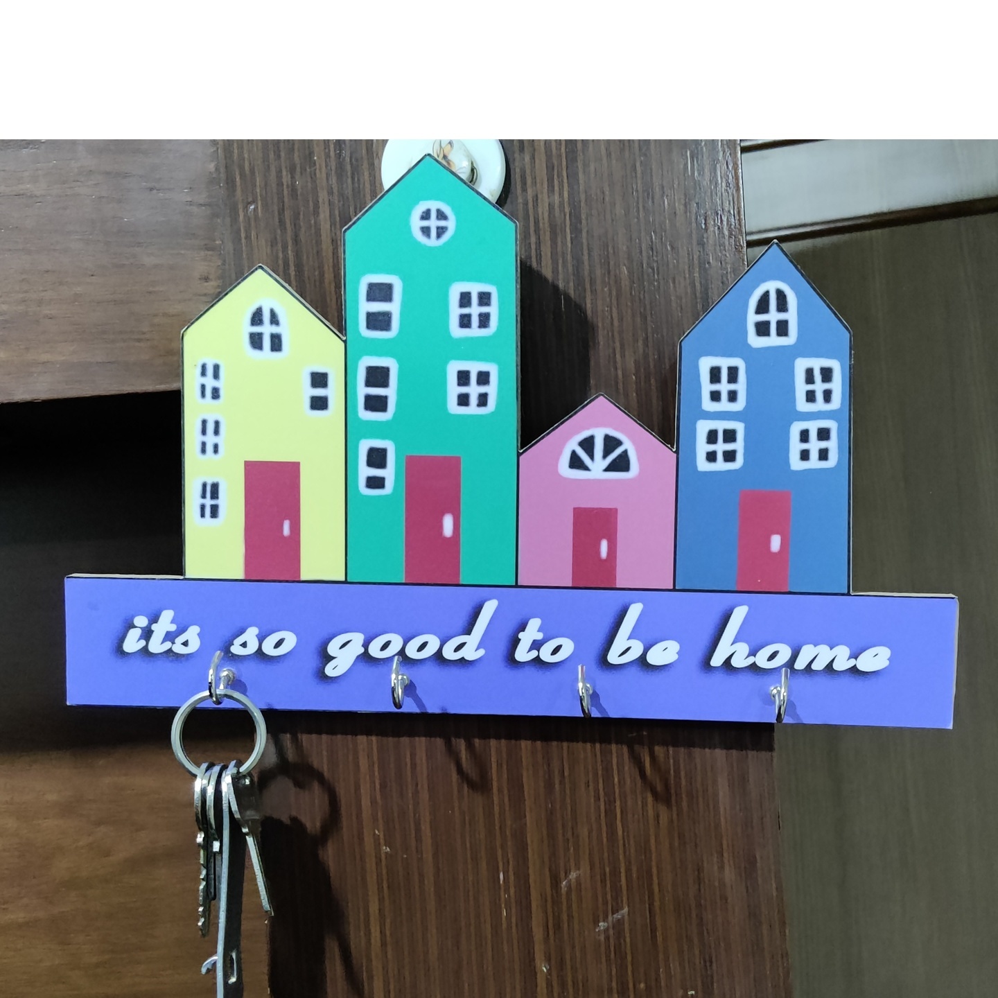 Cute  Wooden Key Holder( Can be Customized With Your Quotes, 8x12 inches, Wooden Ply )