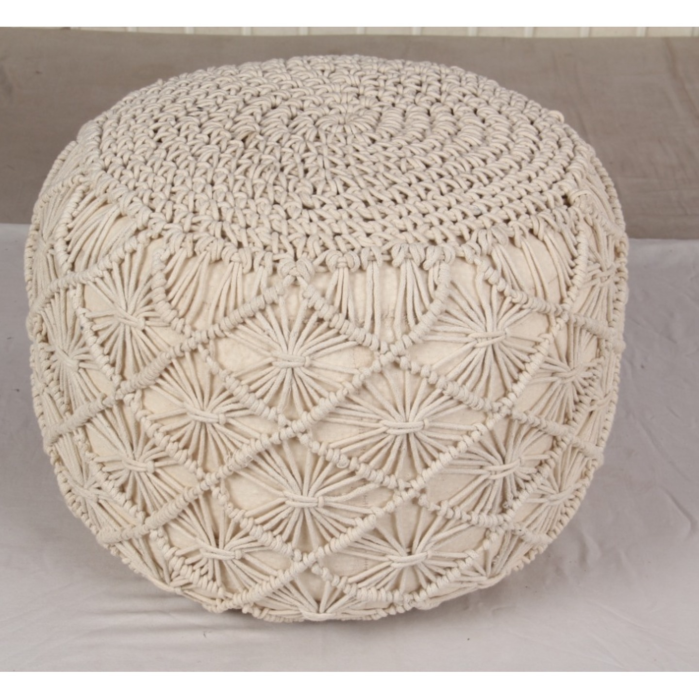 Pouffe macrame, round ottoman, decor chair