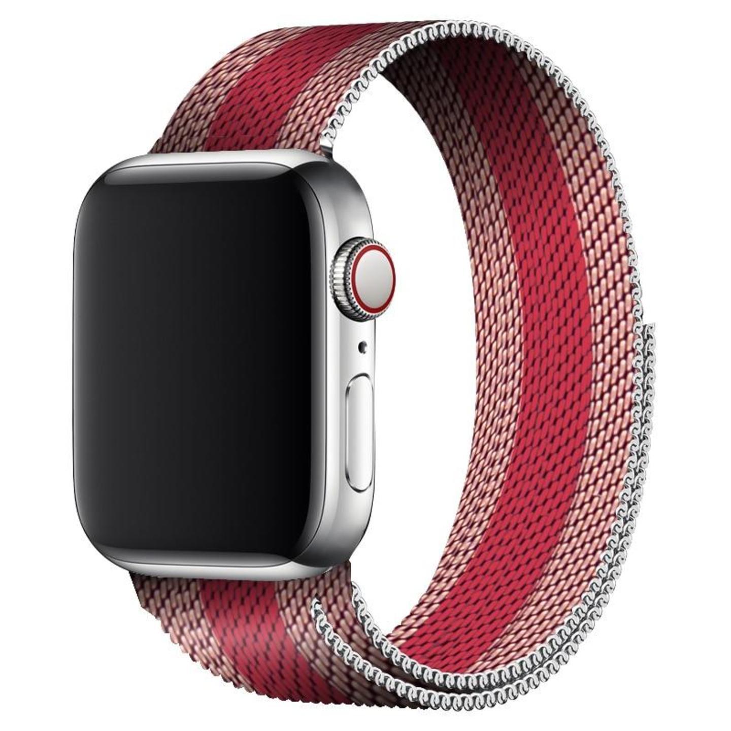 Rose Gold & Red Stripes Stainless Steel Milanese Strap Band for iwatch 42 - 44 MM