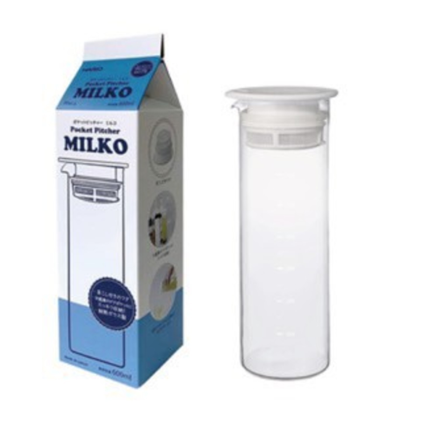 Hario Pocket Pitcher PPM-6P Milko Pocket Pitcher, 600ml, Pearl White