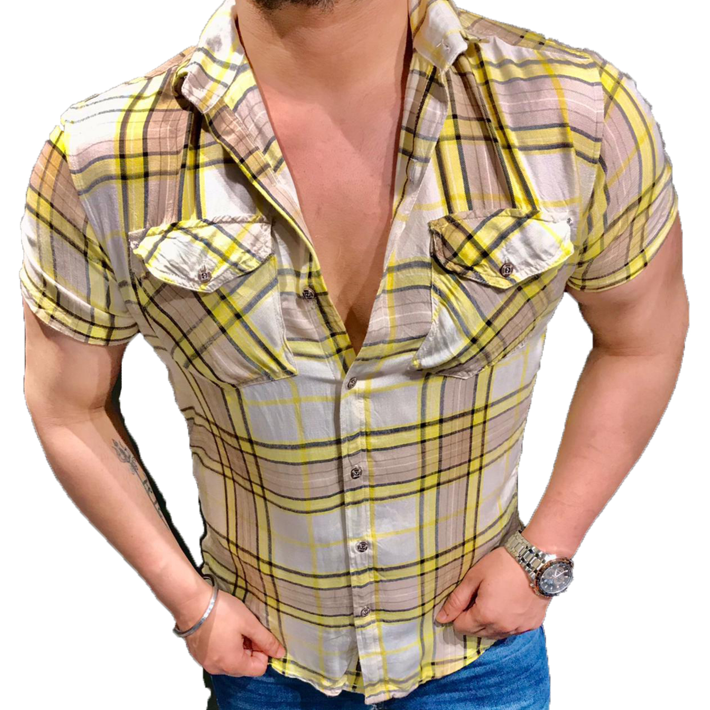 21 Inside Premium Cotton Rayon Checked Pattern Shirt For Mens