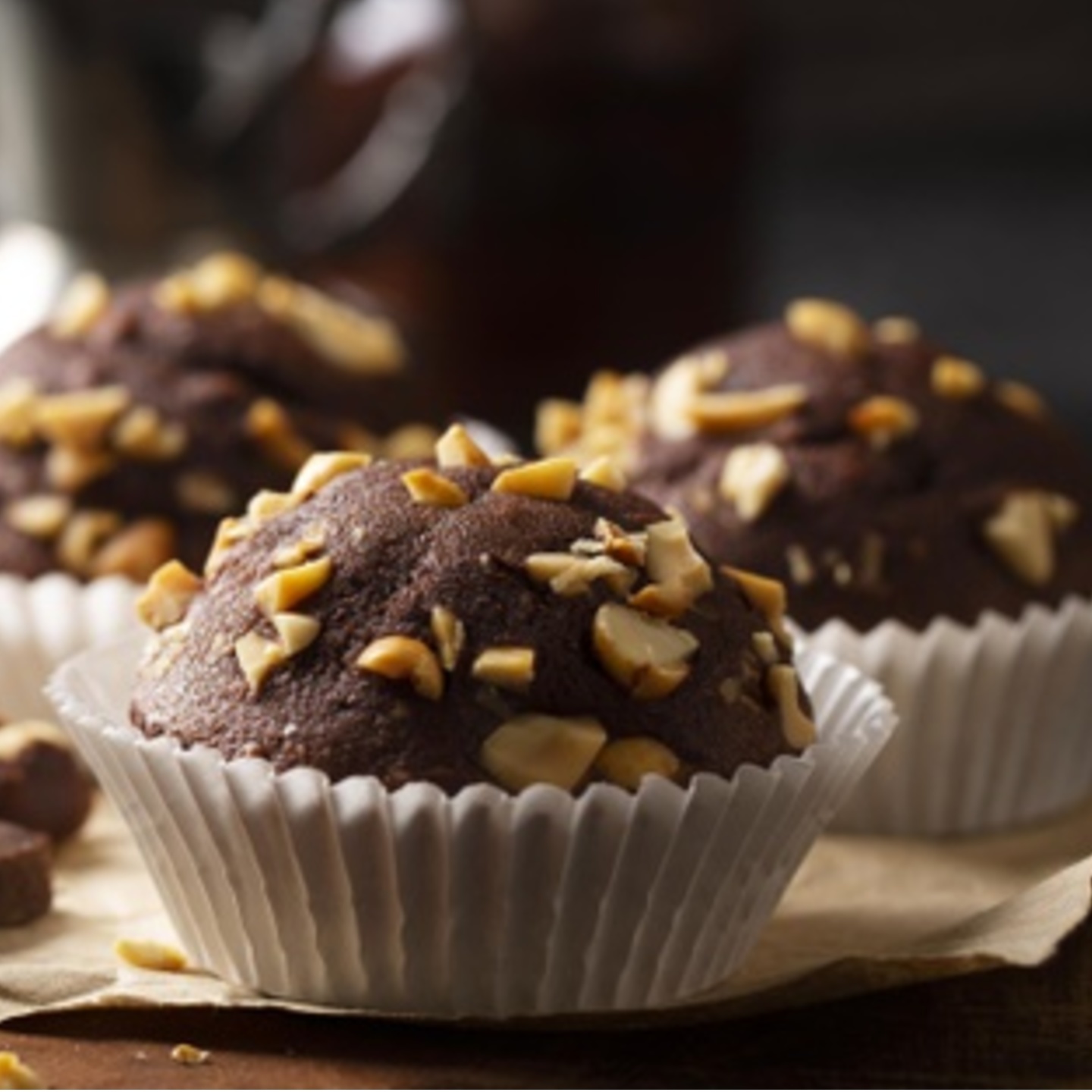 CHOCOLATE ALMOND CUPCAKES-SET OF 4 EGGLESS