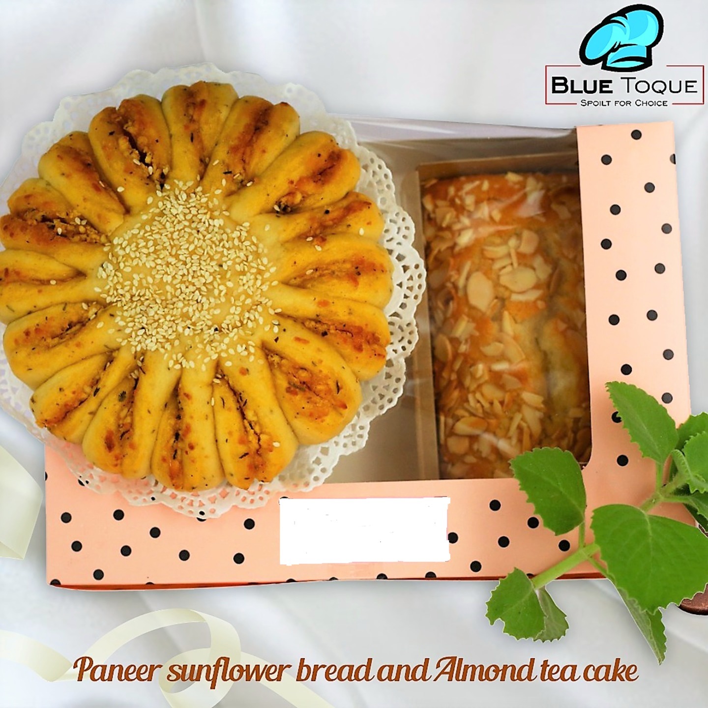 PANEER SUNFLOWER PULL APART BREAD & ALMOND TEA CAKE -EGGLESS