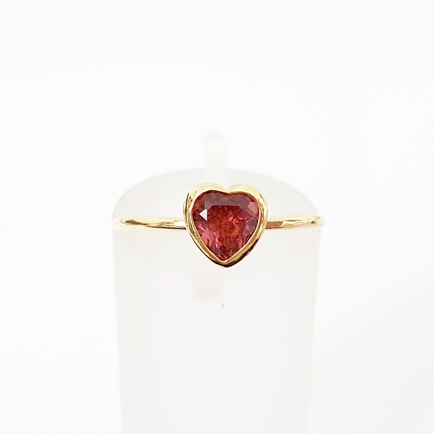 Heart 18K Yellow Gold Pink Sapphire Heart Minimalist Stacking Ring