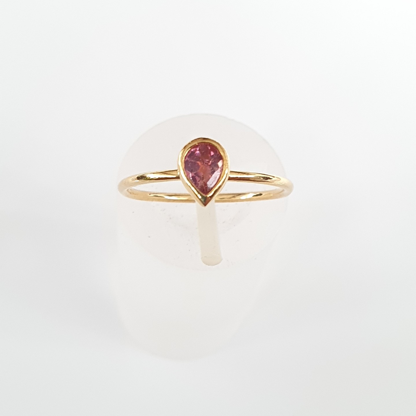 18K Yellow Gold Pink Pear Tourmaline Stacking Ring