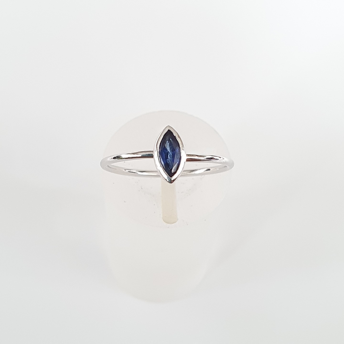 18K White Gold Marquise Blue Sapphire Stacking Ring