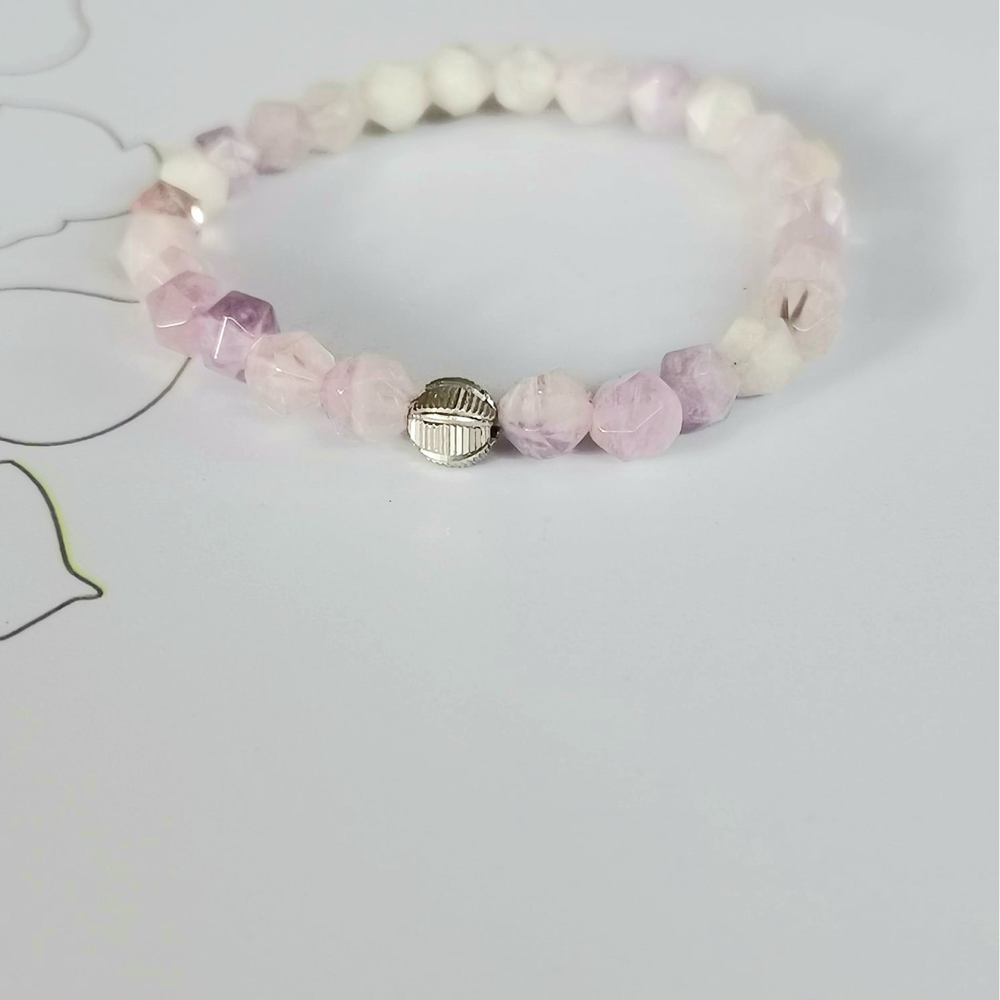 18K White Gold Lilac Amethyst Beaded Bracelet